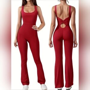 Rubylishious Women's Sporty Flare Jumpsuit Medium 80% nylon, 20% spandex Mad